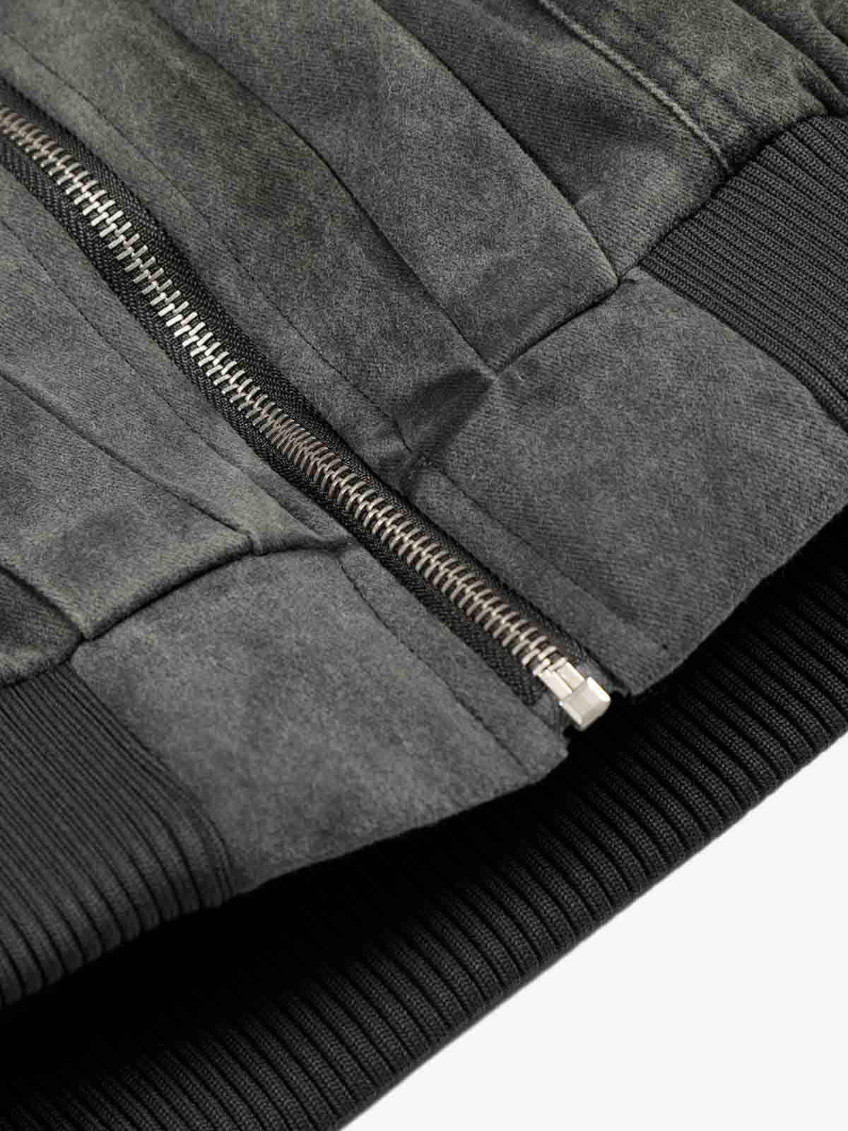 Vintage Distressed Pleated Shearling Collar Fleece Jacket - Image 11