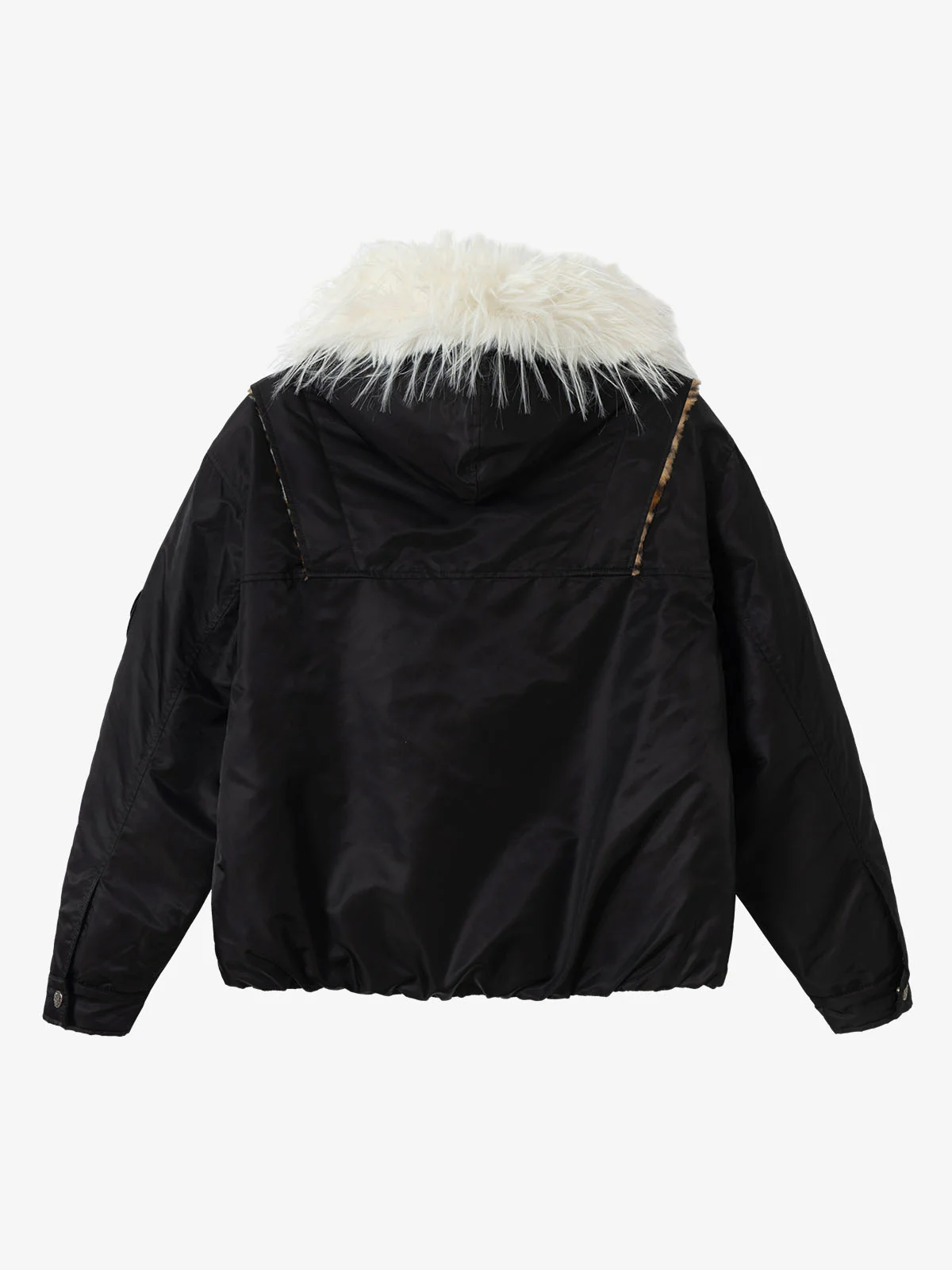 Retro Fur Collar Leopard Lined Bomber Jacket - Image 10