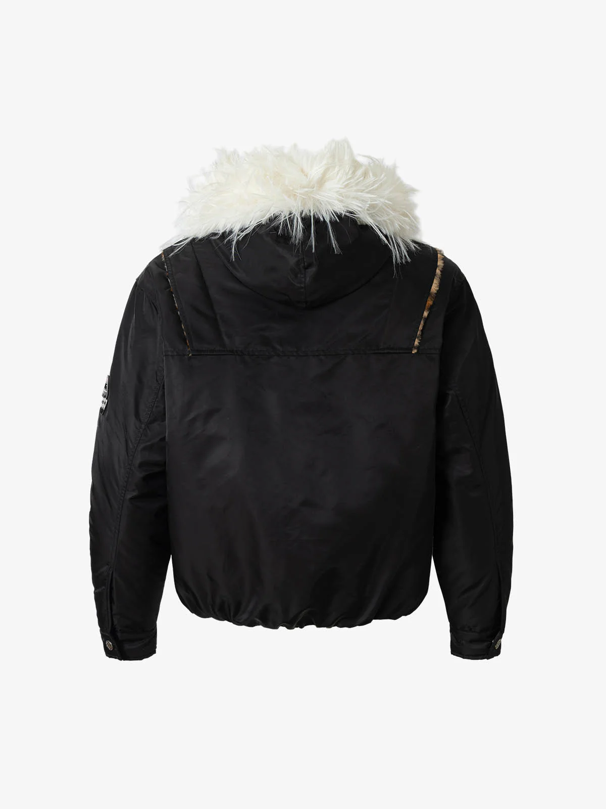 Retro Fur Collar Leopard Lined Bomber Jacket - Image 8