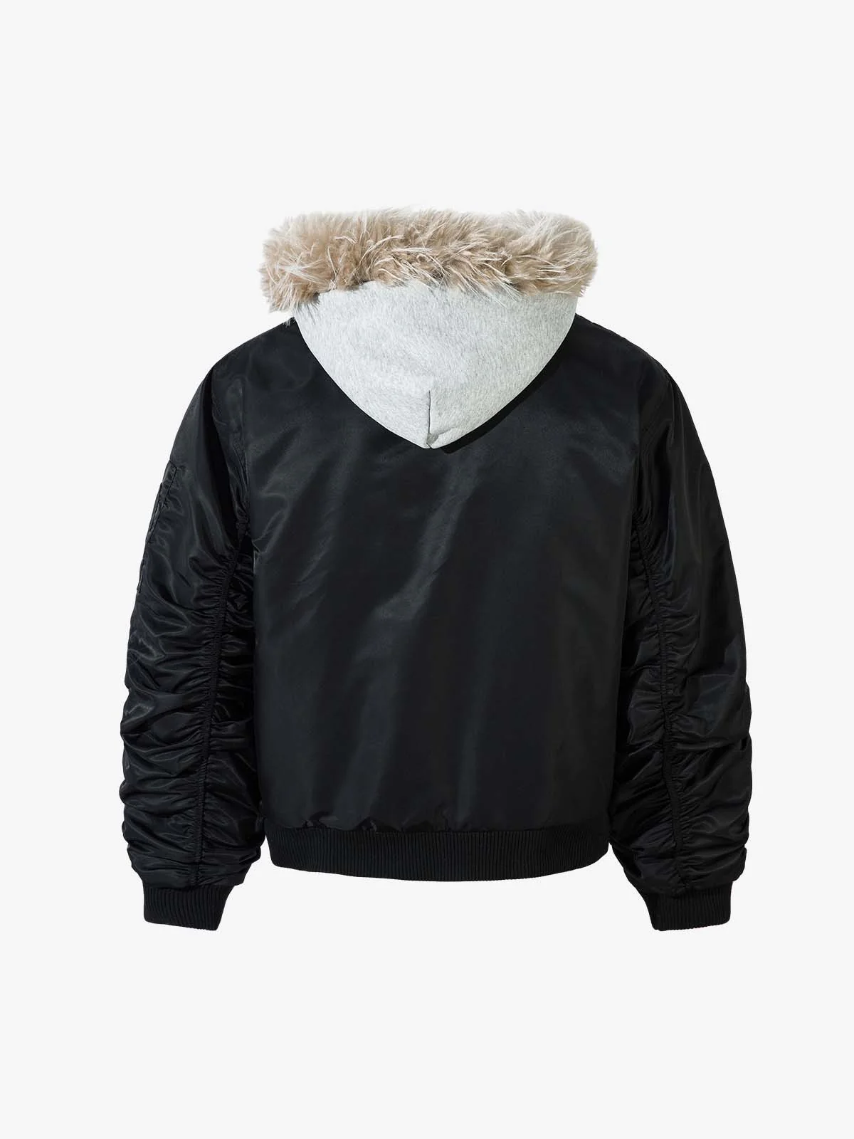 Vintage Fur Hood Padded Zip Up Bomber Jacket - Image 3