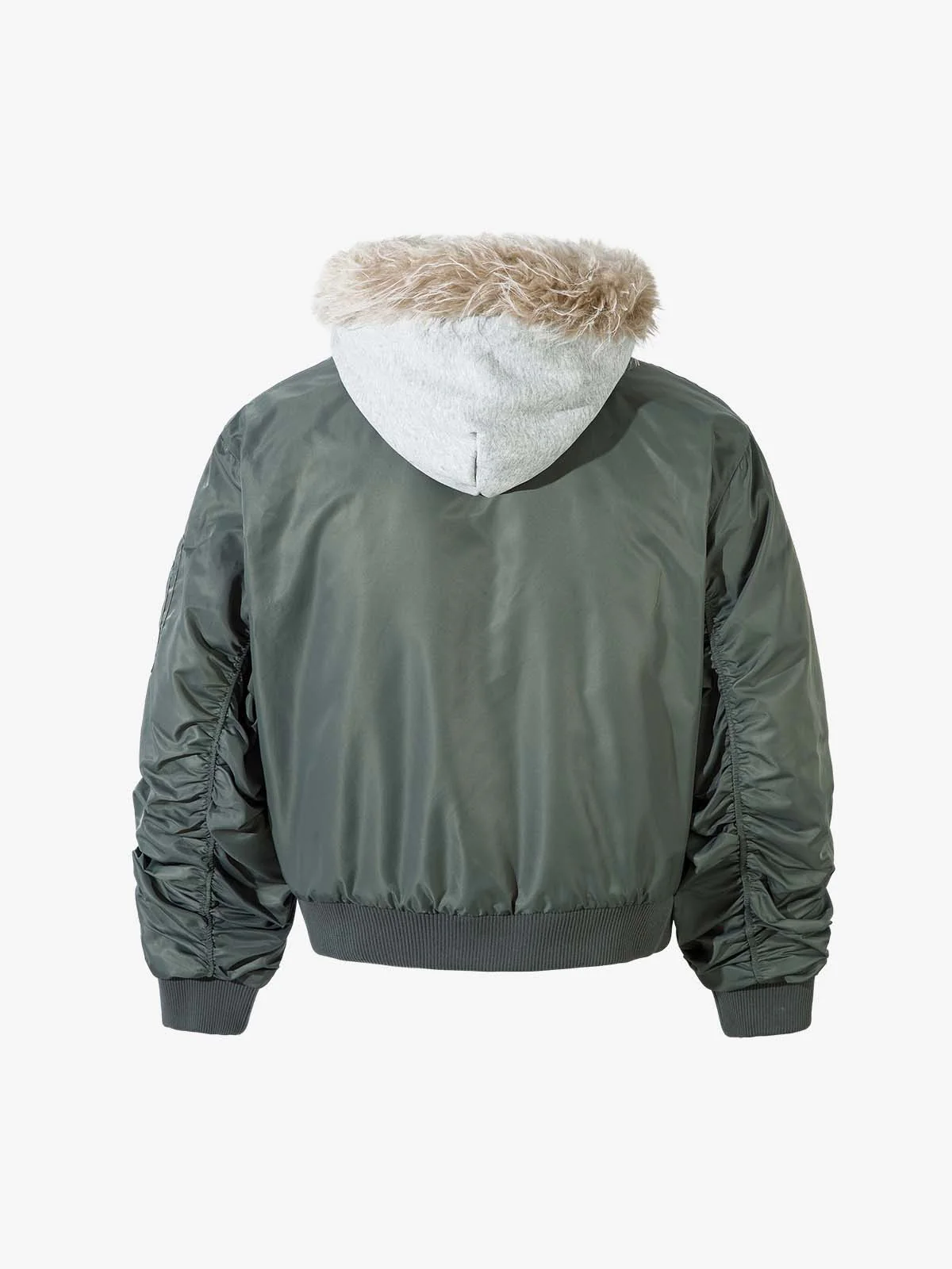 Vintage Fur Hood Padded Zip Up Bomber Jacket - Image 4