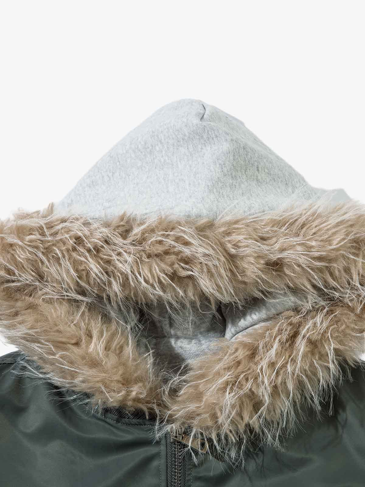 Vintage Fur Hood Padded Zip Up Bomber Jacket - Image 7
