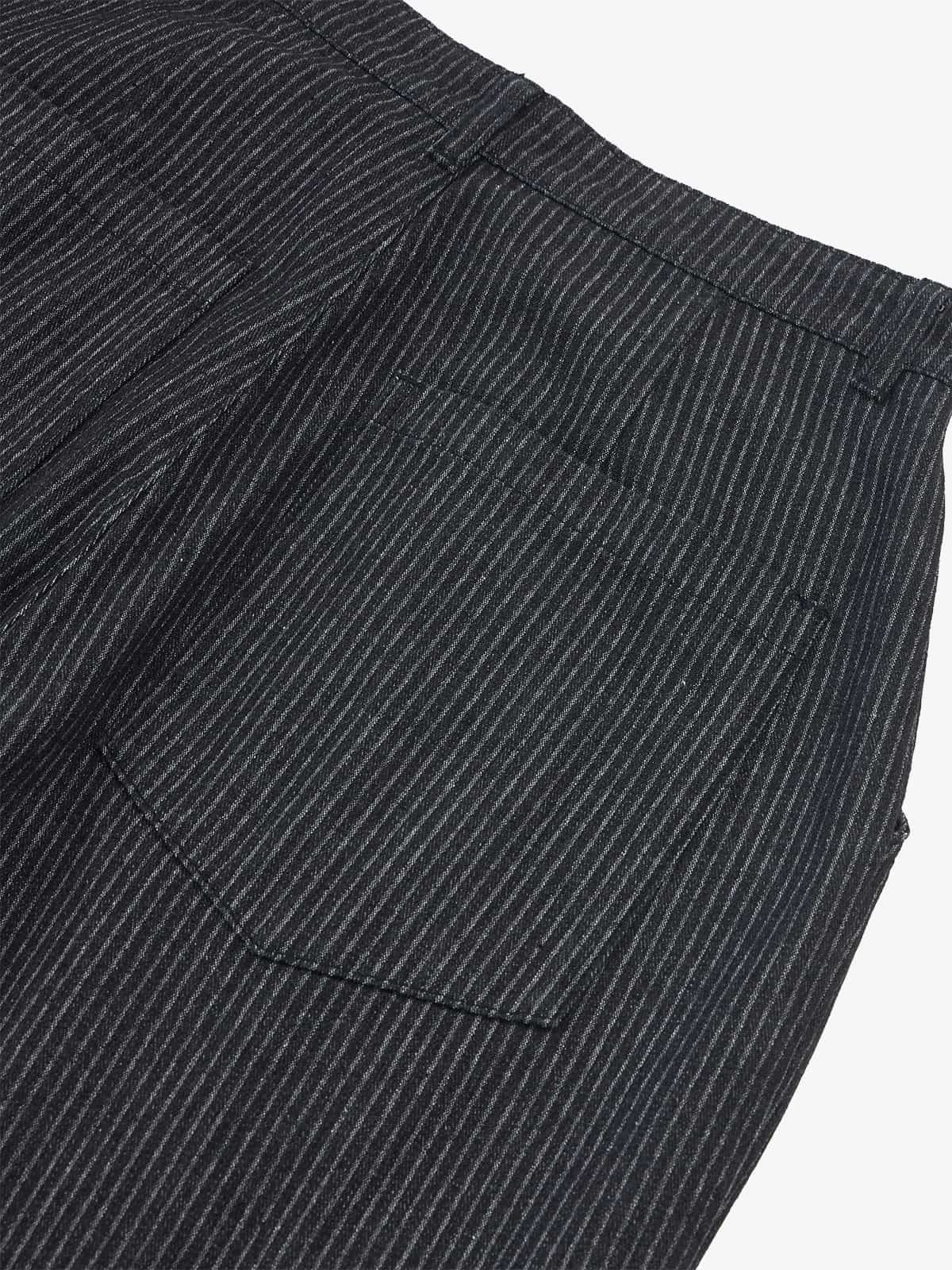 Vintage Pinstripe Pleated Wide-Leg Barrel Pants - Image 8