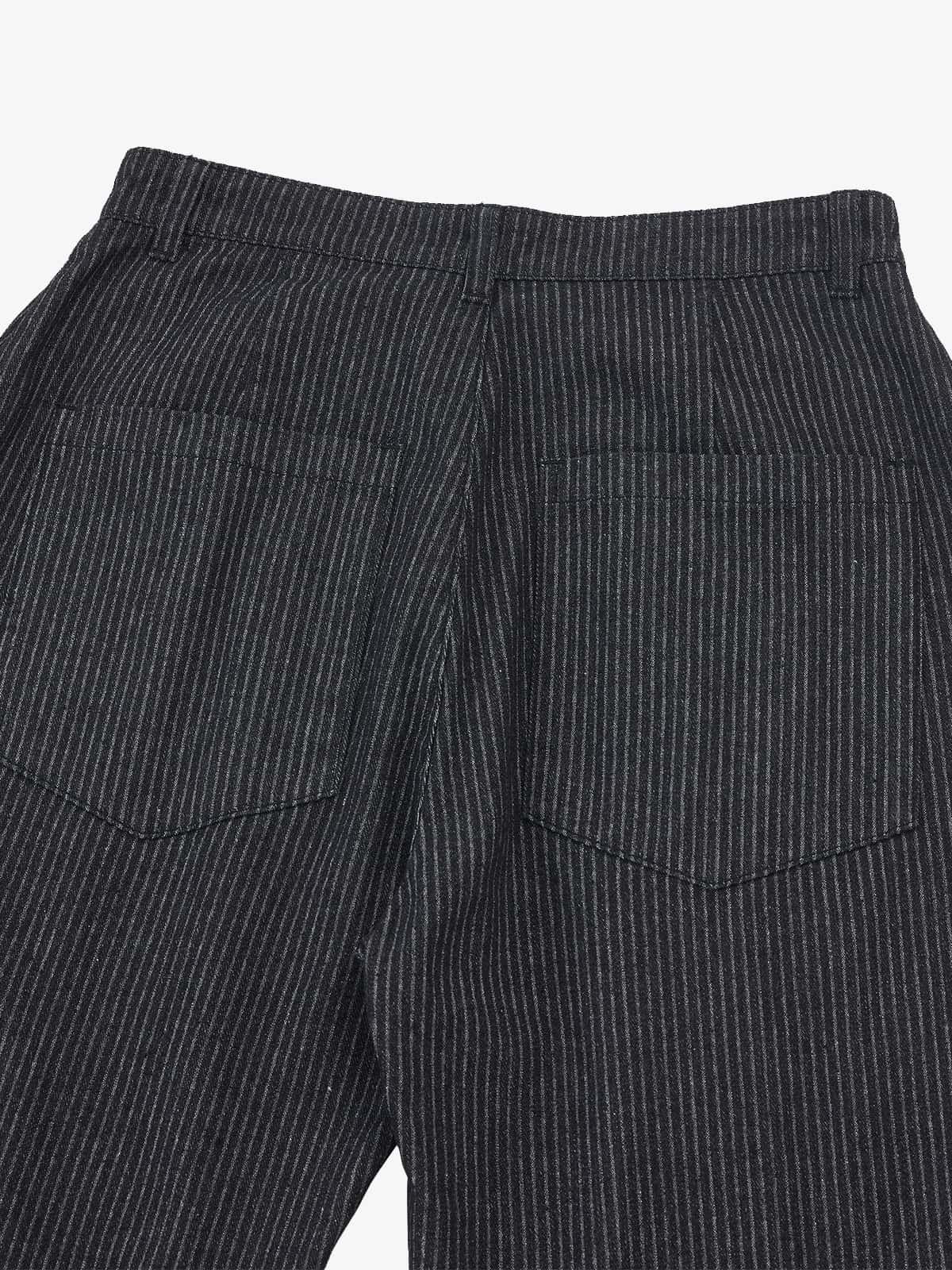 Vintage Pinstripe Pleated Wide-Leg Barrel Pants - Image 9