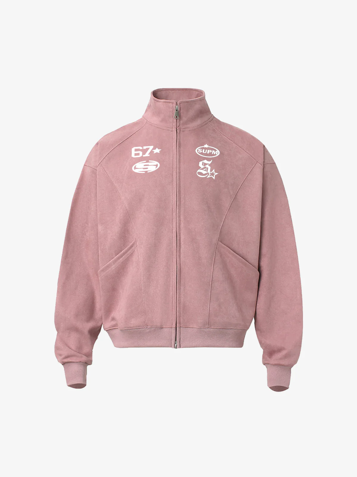 Suede Embroidered Zippered Short Jacket - Image 2