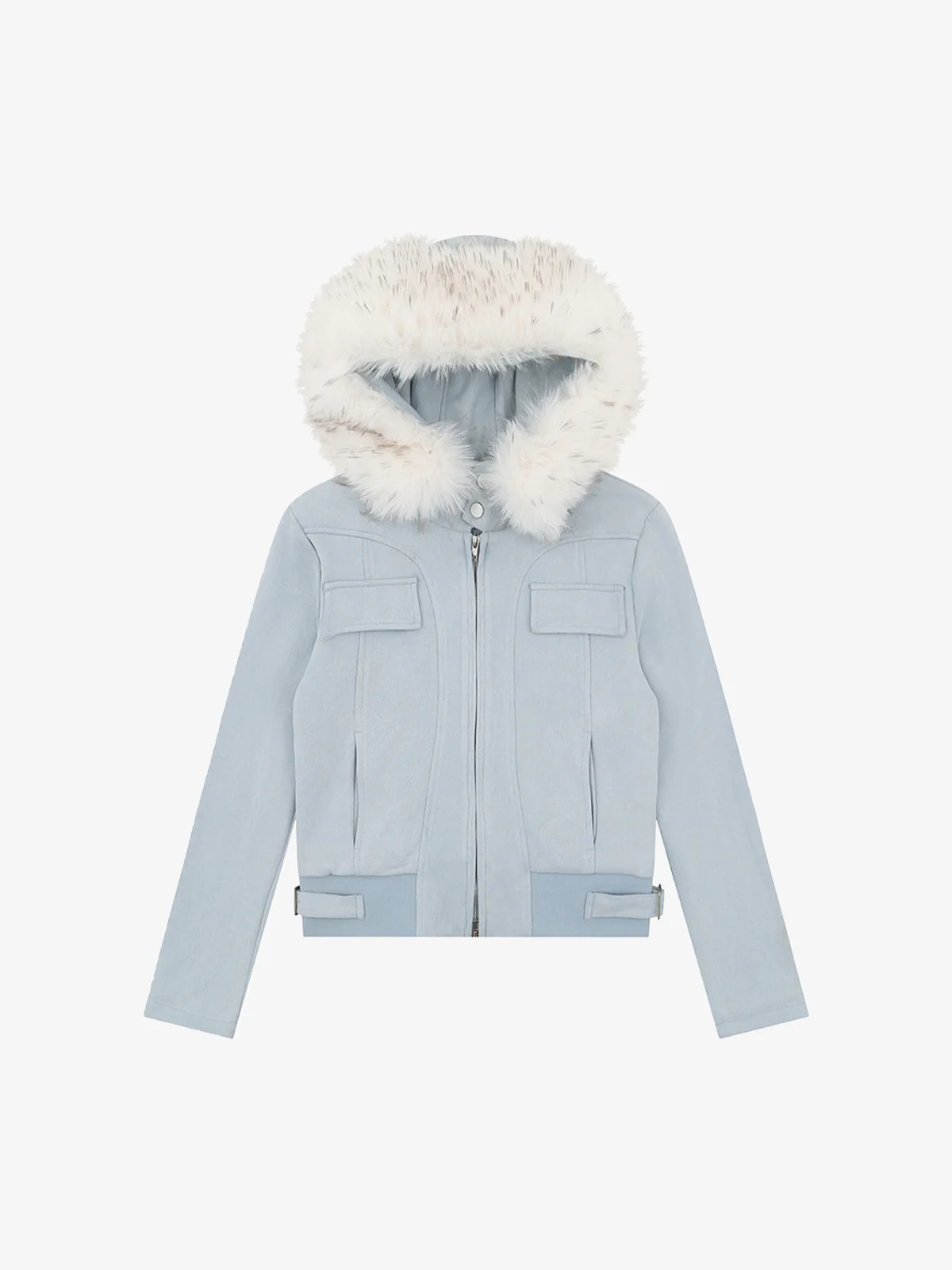 Suede Fur Hooded Slim Fit Jacket - Image 7