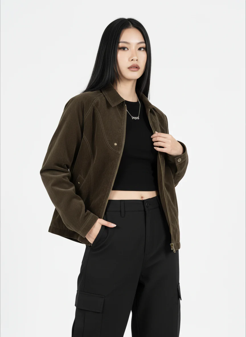 Suede Lapel Deconstructed Patchwork Jacket - Image 5