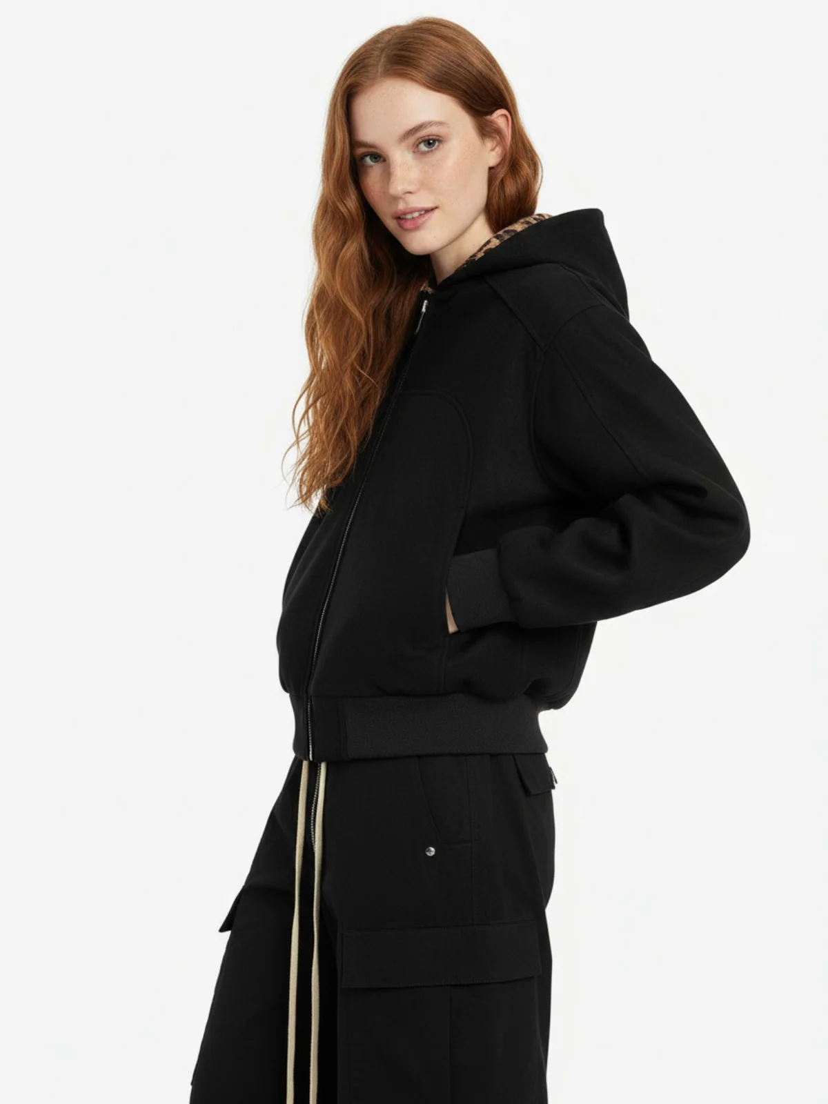 Suede Leopard-Trimmed Paneled Bomber Jacket - Image 3