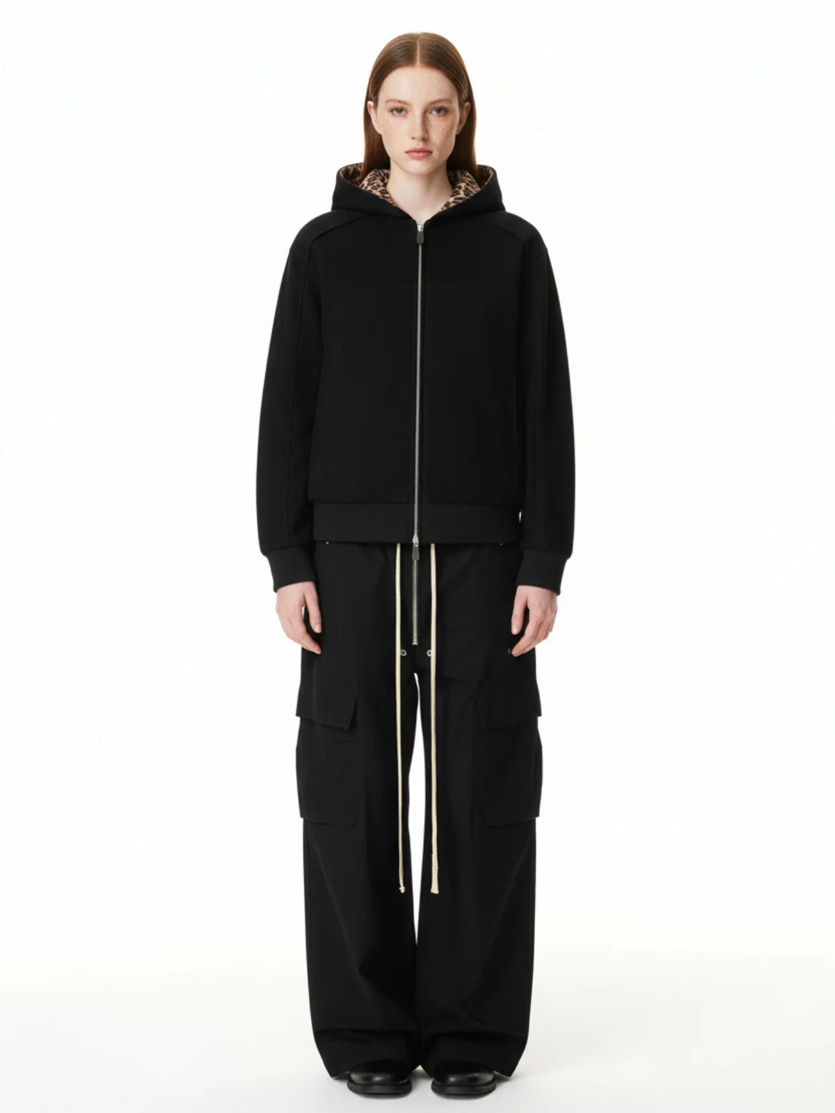 Suede Leopard-Trimmed Paneled Bomber Jacket - Image 4