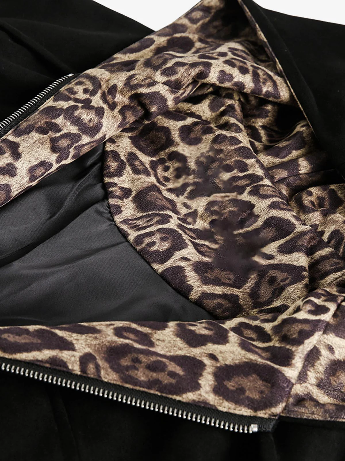 Suede Leopard-Trimmed Paneled Bomber Jacket - Image 7