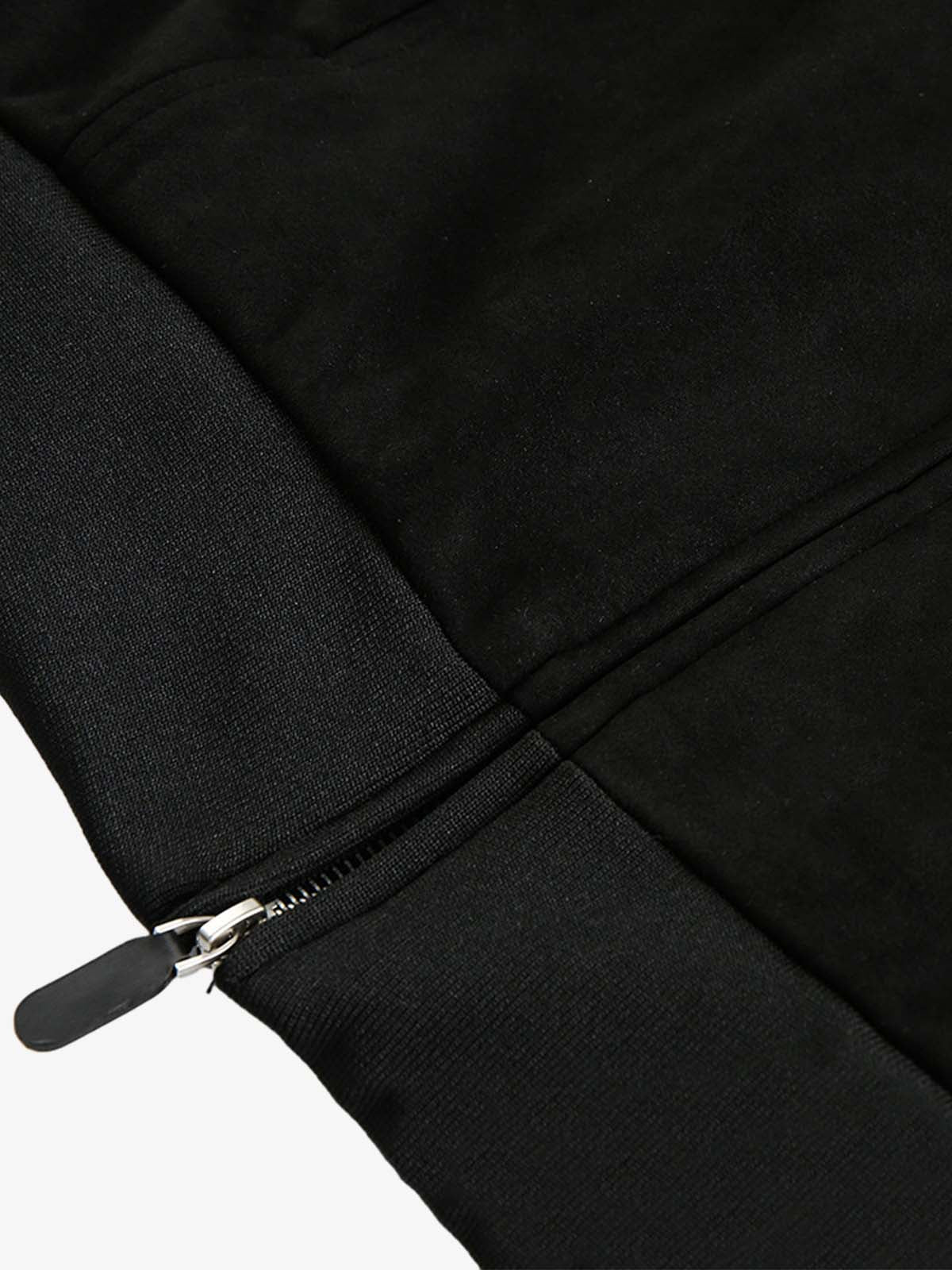 Suede Leopard-Trimmed Paneled Bomber Jacket - Image 9