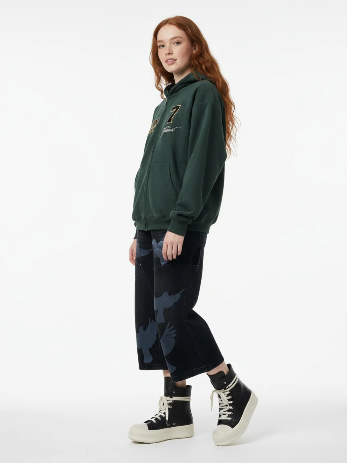 Suede Letter Embroidered Cropped Zip-Up Sweatshirt - Image 7