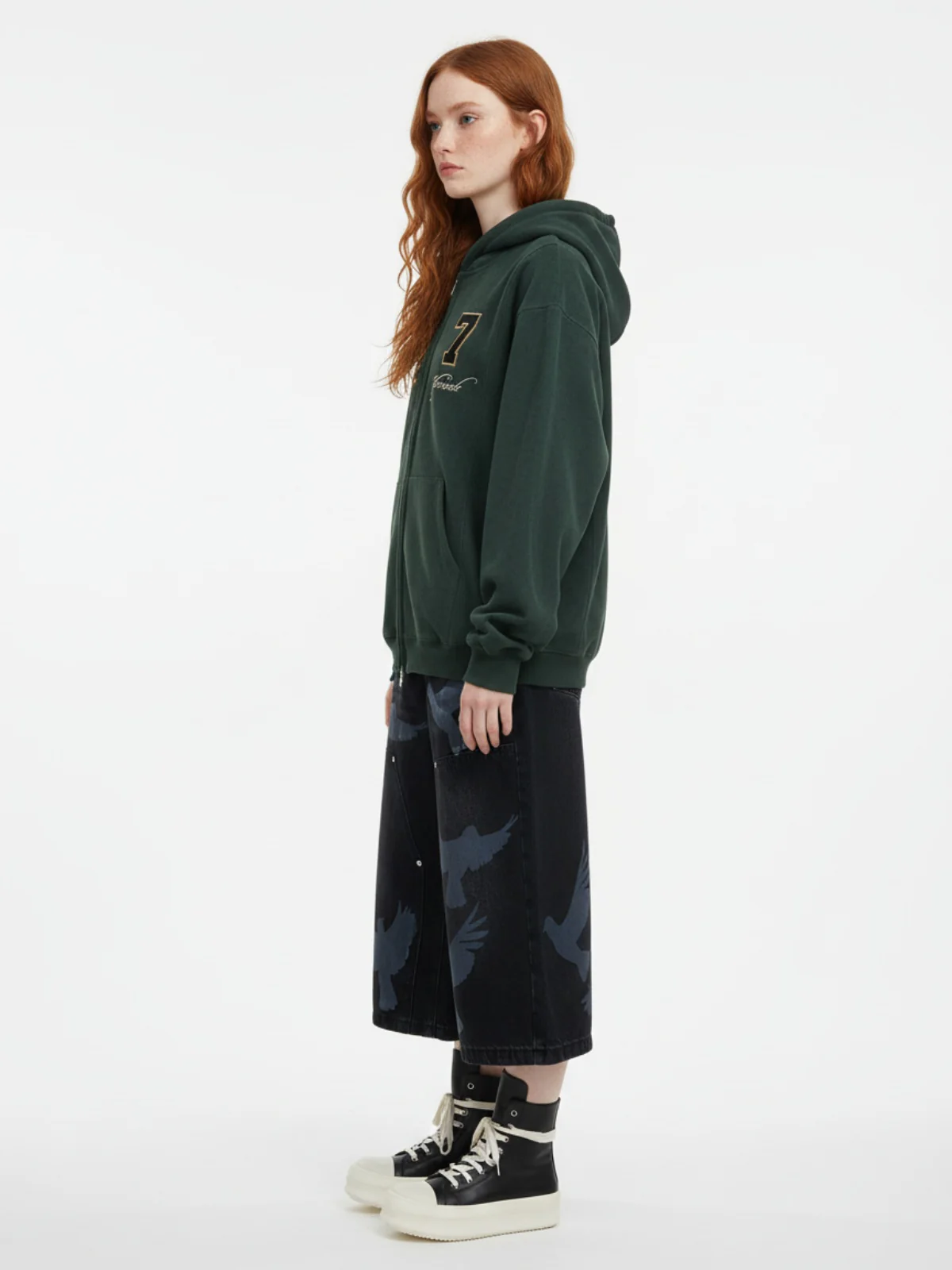 Suede Letter Embroidered Cropped Zip-Up Sweatshirt - Image 8