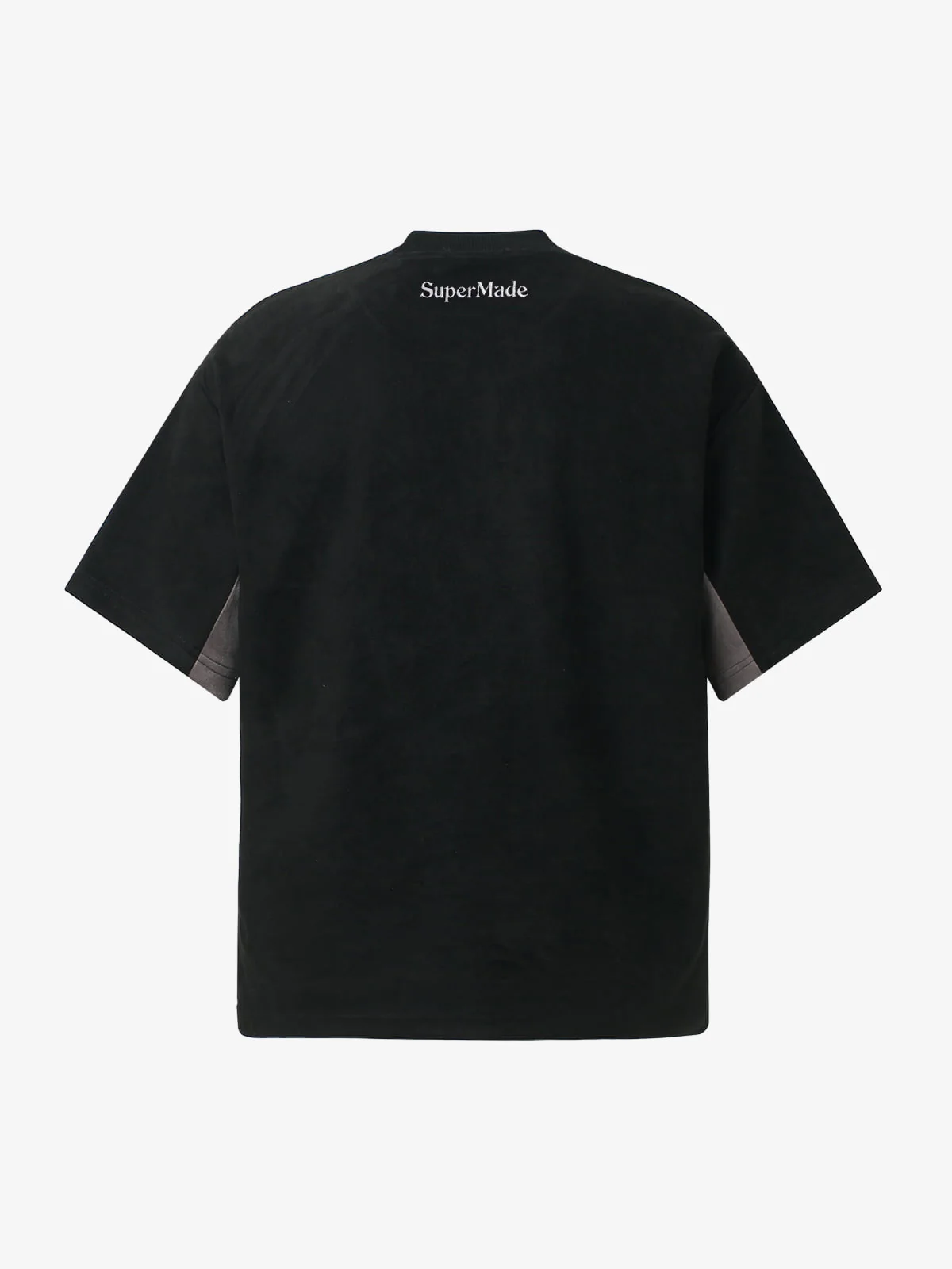 Suede Logo Embroidered Patchwork Short Sleeve T-Shirt - Image 3