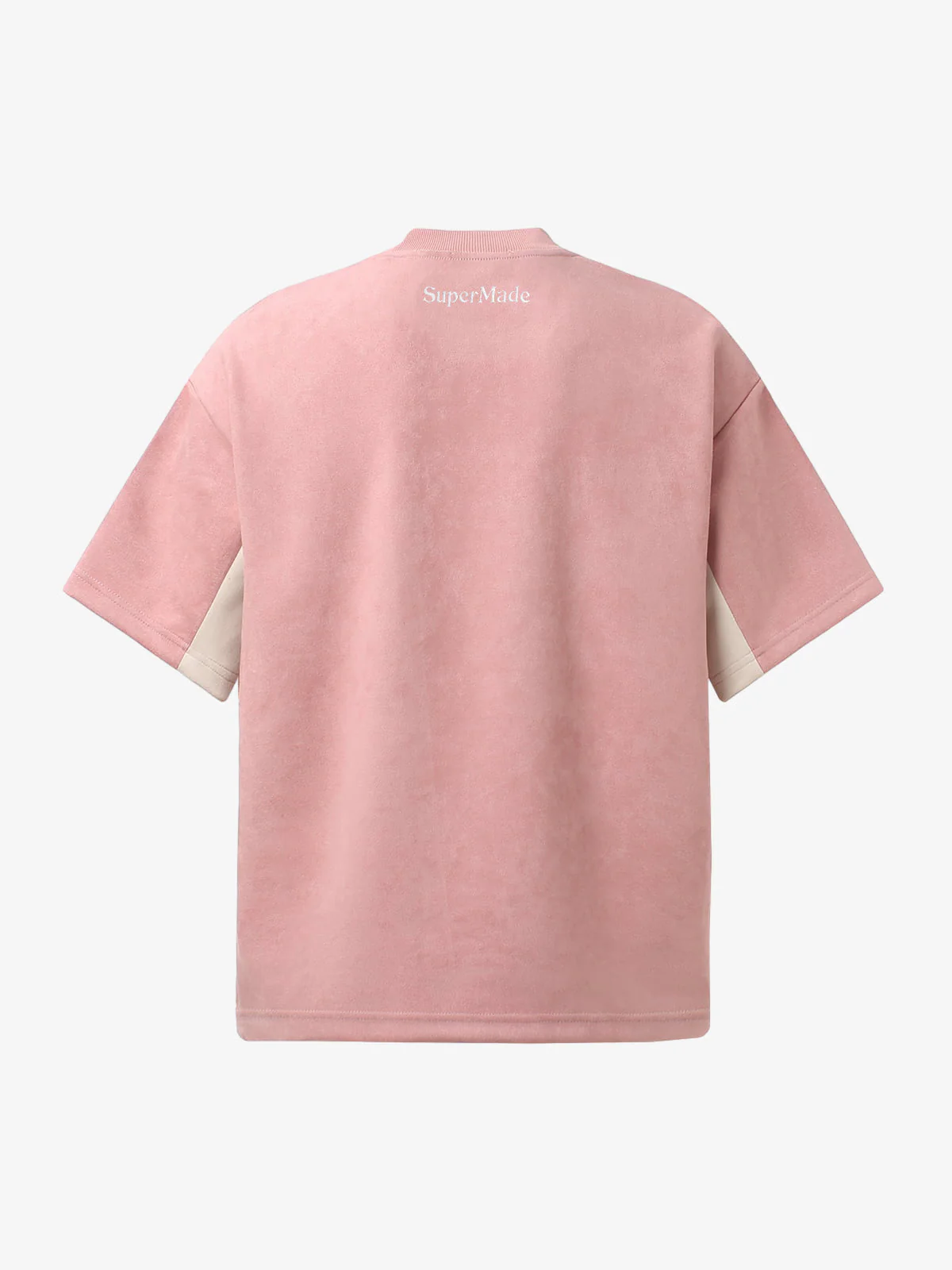 Suede Logo Embroidered Patchwork Short Sleeve T-Shirt - Image 4