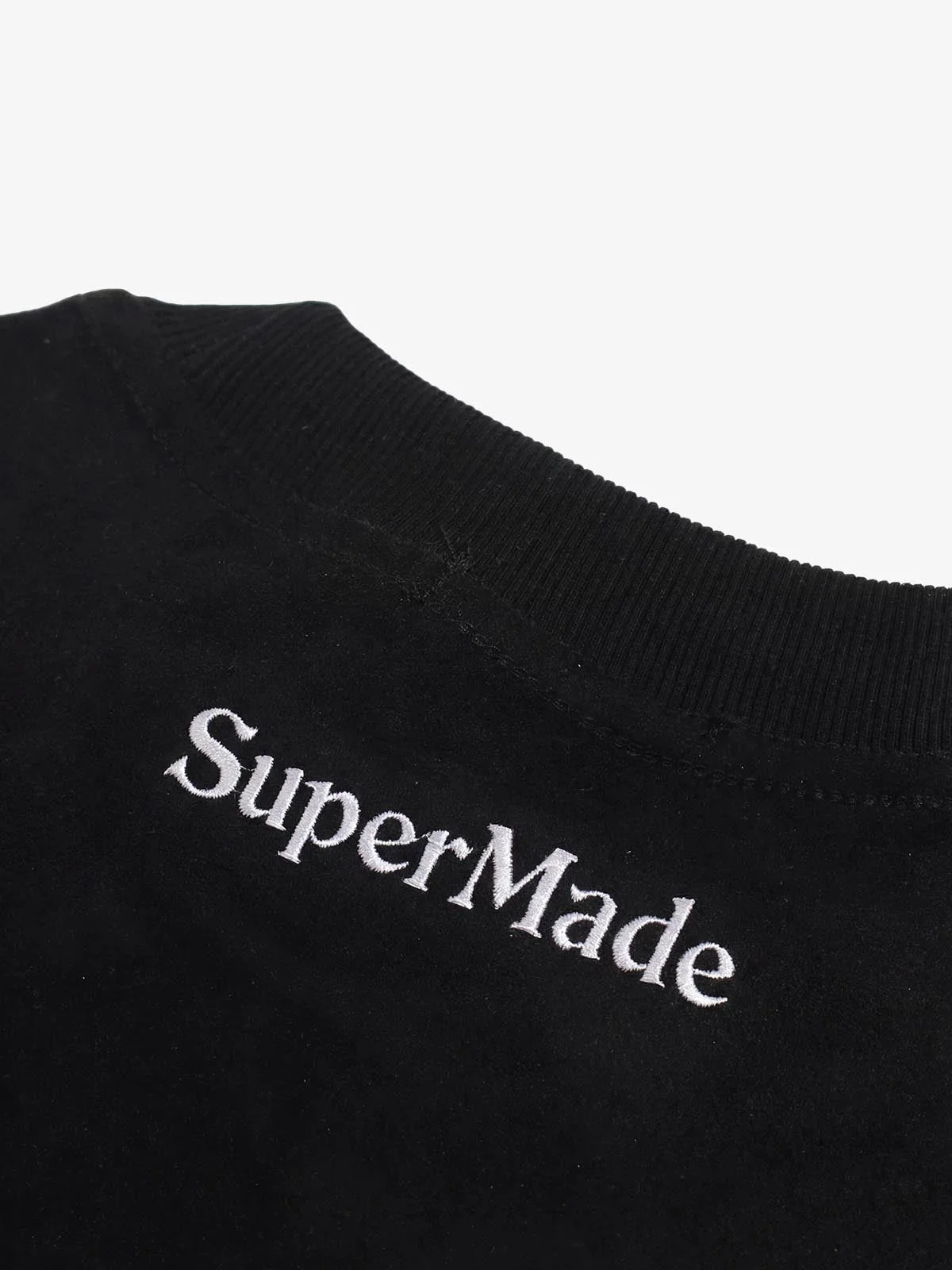 Suede Logo Embroidered Patchwork Short Sleeve T-Shirt - Image 6