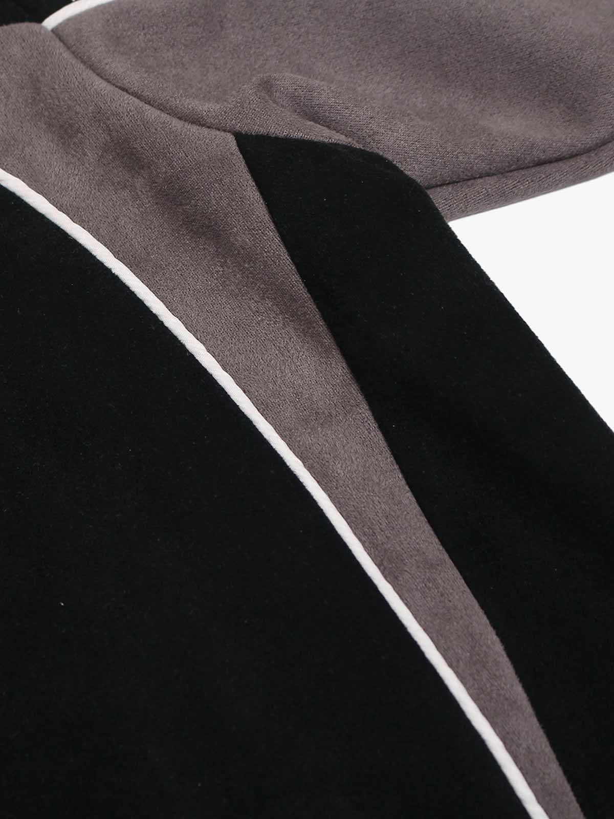 Suede Logo Embroidered Patchwork Short Sleeve T-Shirt - Image 7