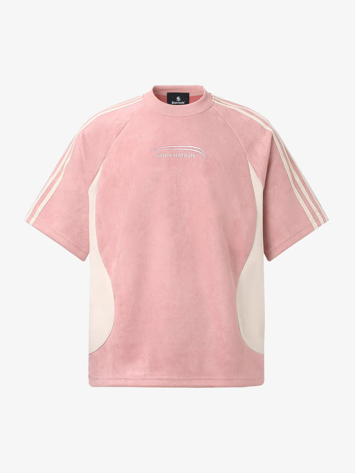 Suede Panel SUPERMADE Embroidered Short Sleeve T-Shirt - Image 2
