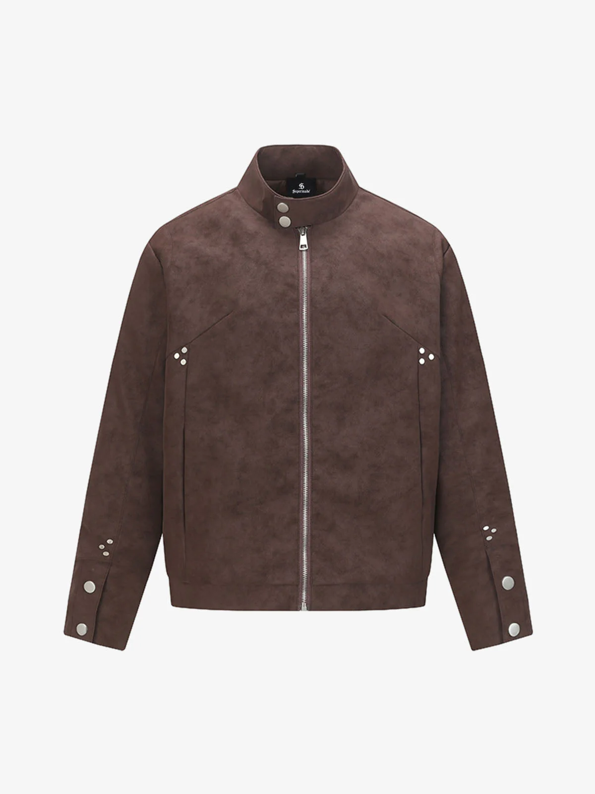 Suede Studded Zip Up Jacket