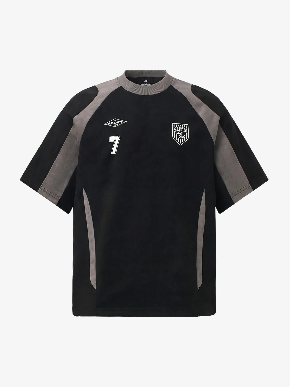 Suede-Touch Embroidered Sport Color-Block T-Shirt - Image 2