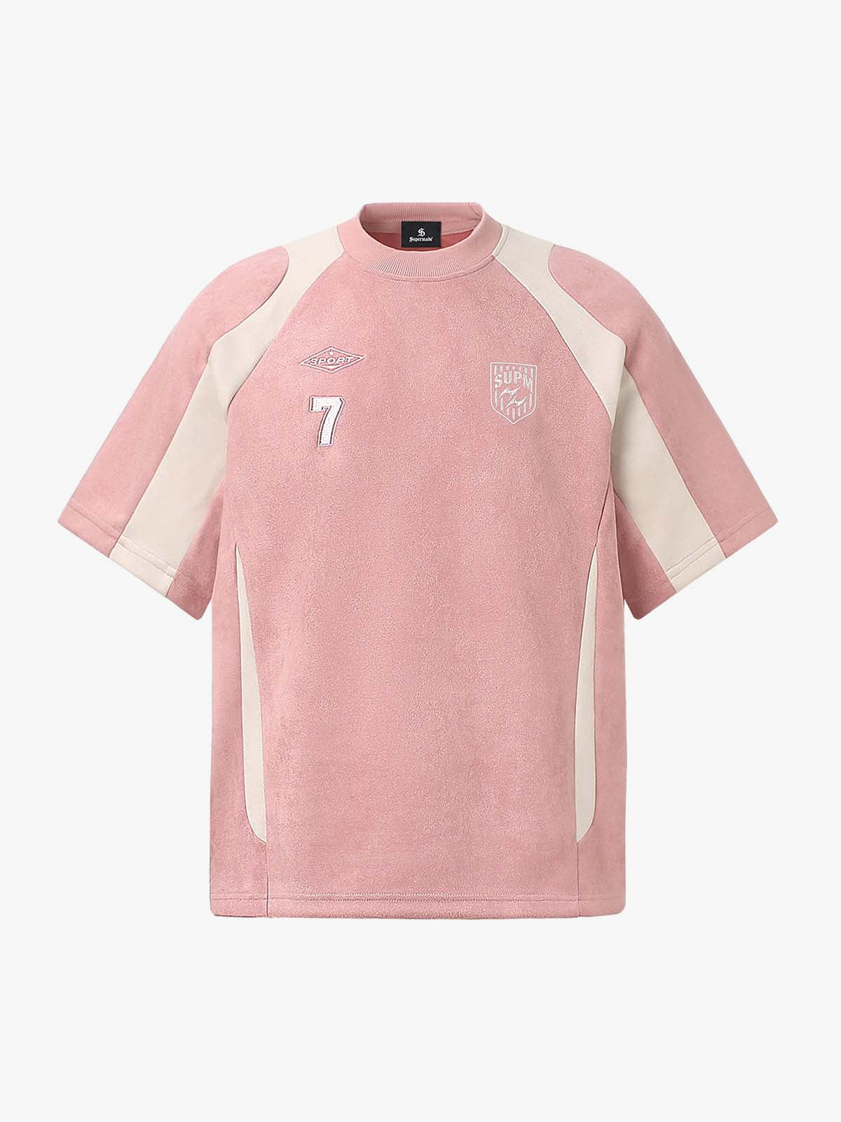 Suede-Touch Embroidered Sport Color-Block T-Shirt - Image 3