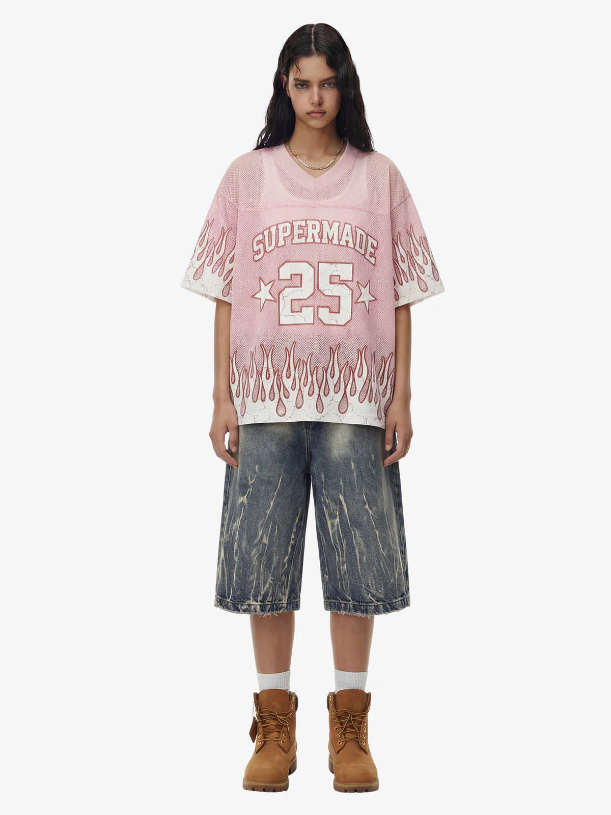 Supermade 25 Flame Graphic Mesh Football Jersey T-Shirt - Image 4