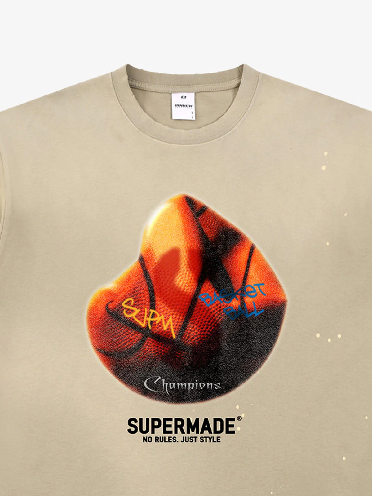 Supermade Abstract Basketball Texture Graphic T-Shirt - Image 3