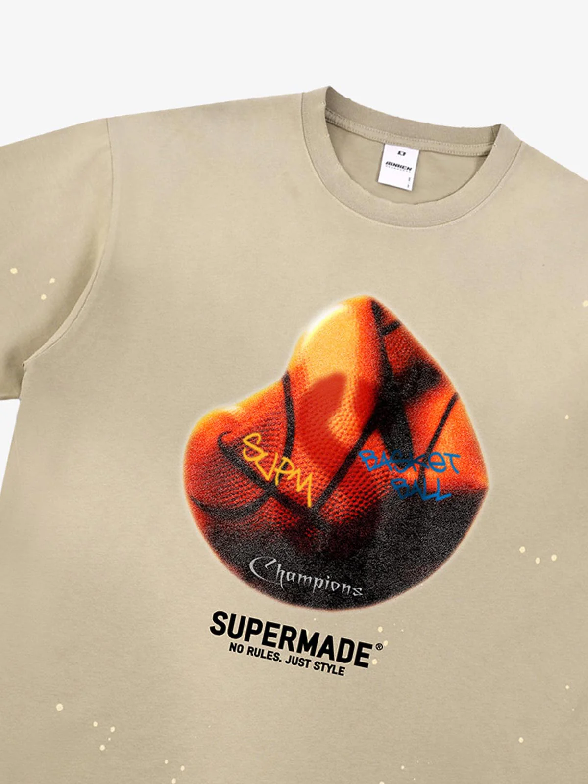 Supermade Abstract Basketball Texture Graphic T-Shirt - Image 4