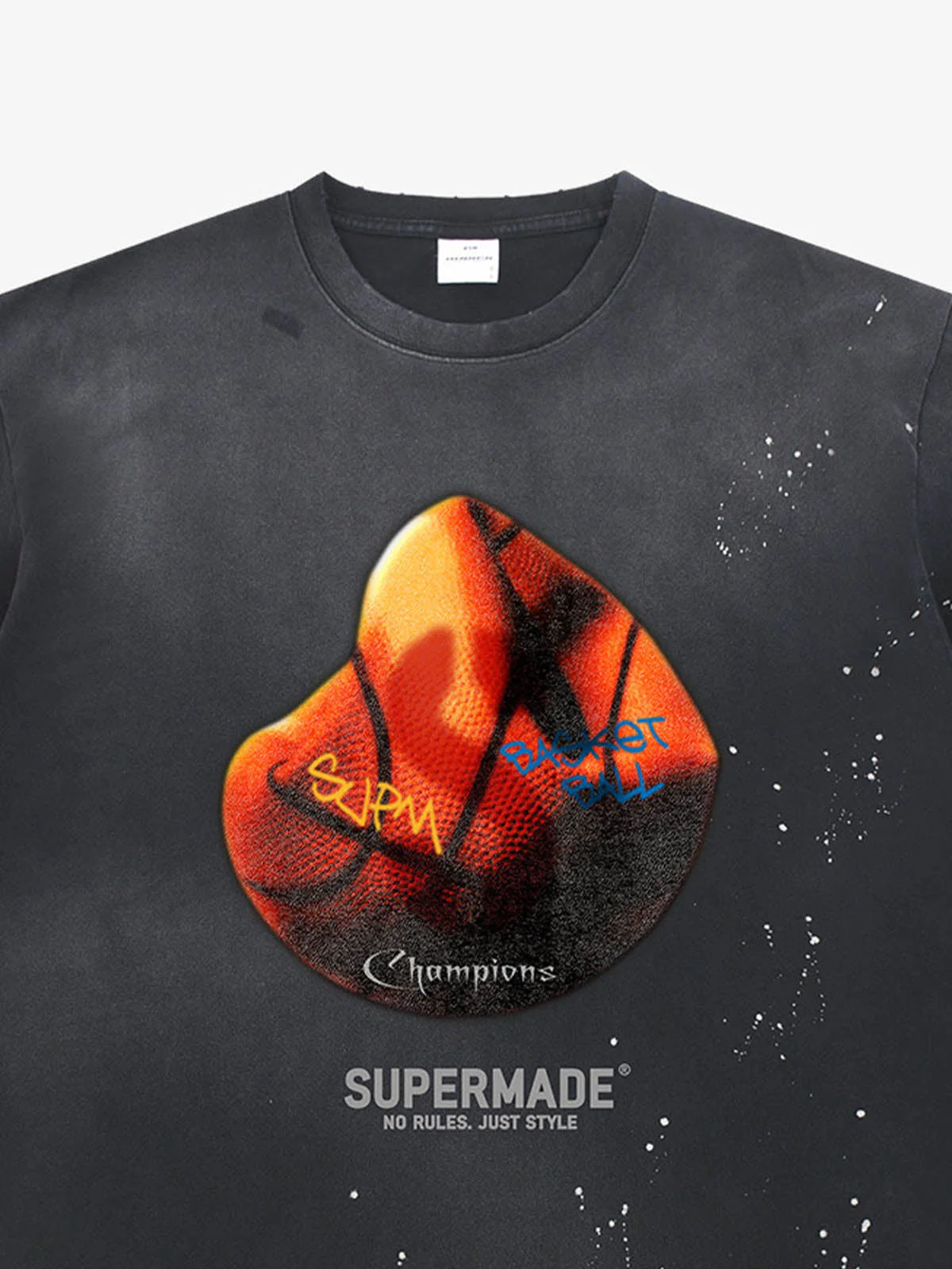 Supermade Abstract Basketball Texture Graphic T-Shirt - Image 7
