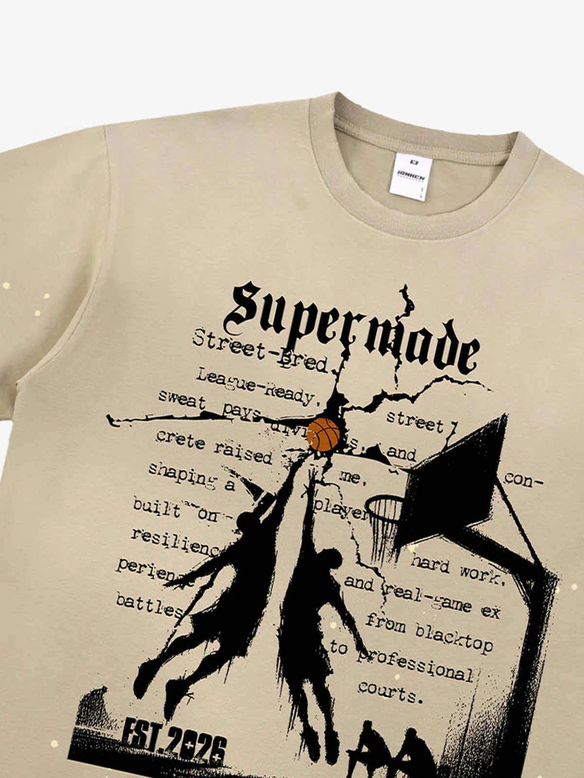 Supermade Basketball Illustration Street Graphic T-Shirt - Image 4