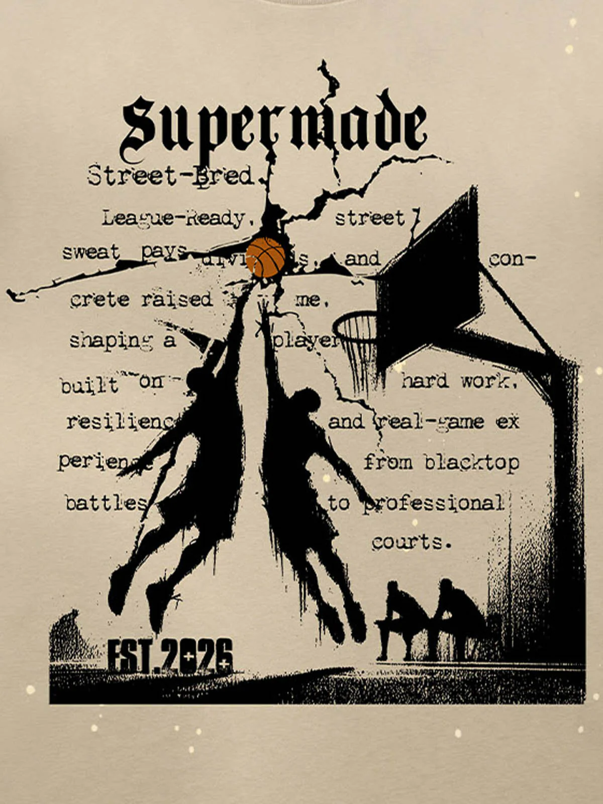 Supermade Basketball Illustration Street Graphic T-Shirt - Image 6