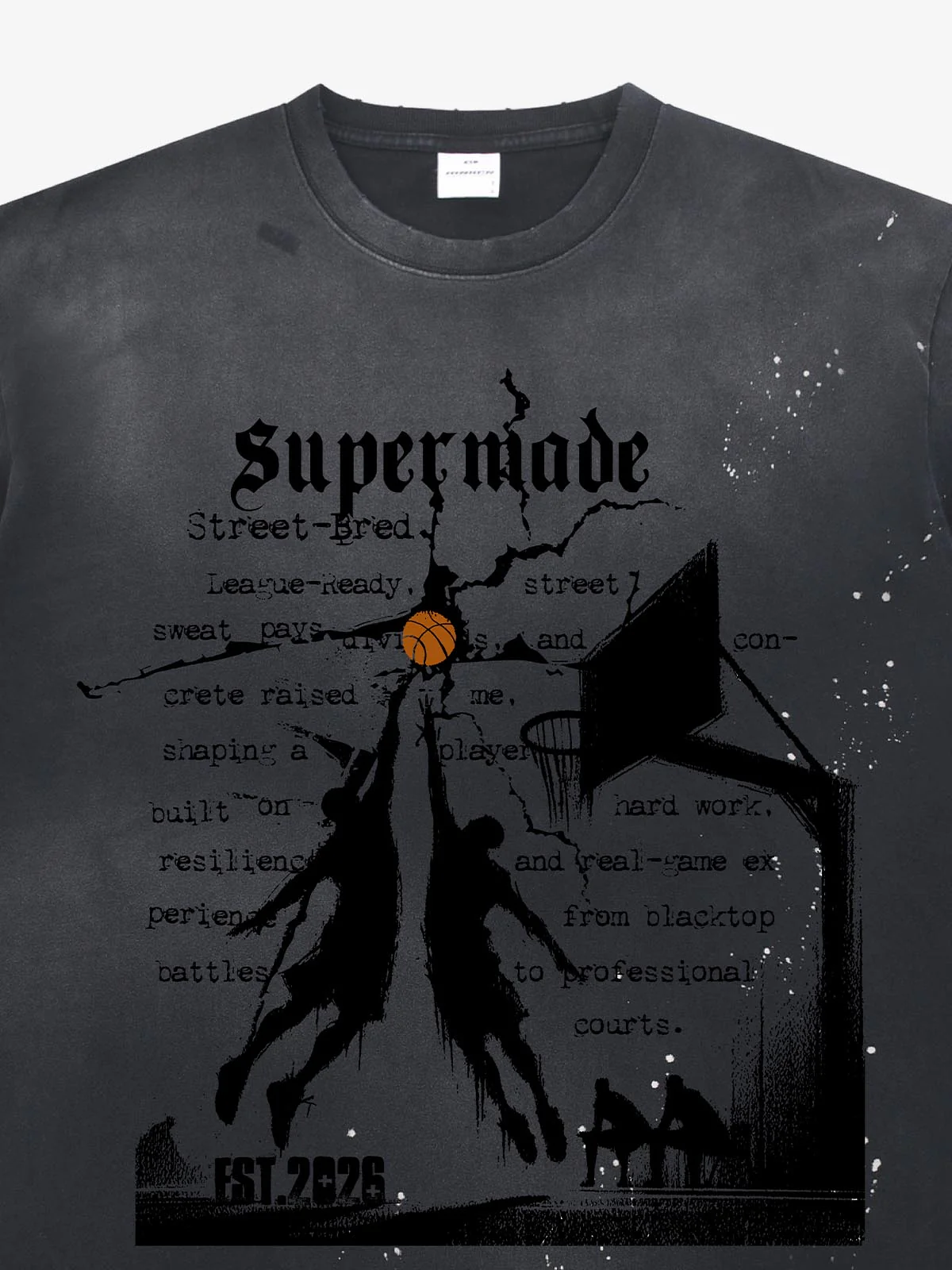Supermade Basketball Illustration Street Graphic T-Shirt - Image 8