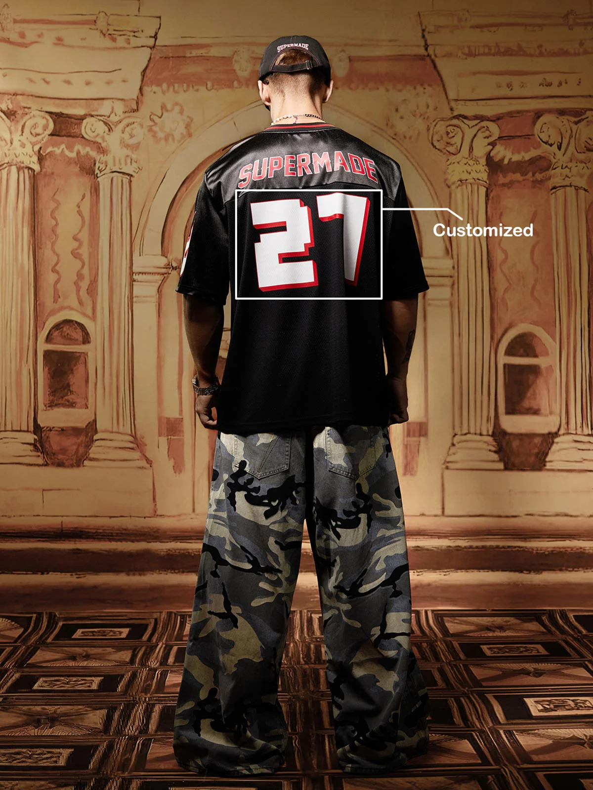 Original Flame Print Football Jersey T-Shirt - Image 4