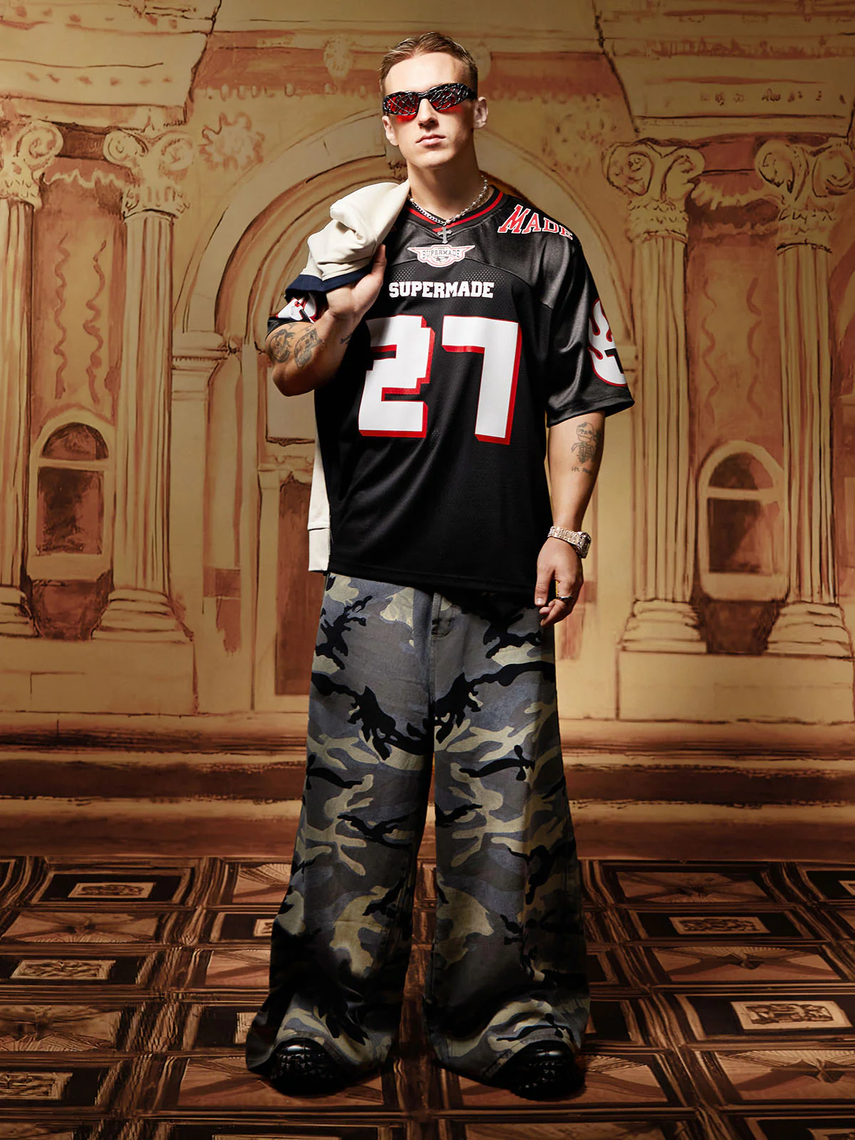 Original Flame Print Football Jersey T-Shirt - Image 5