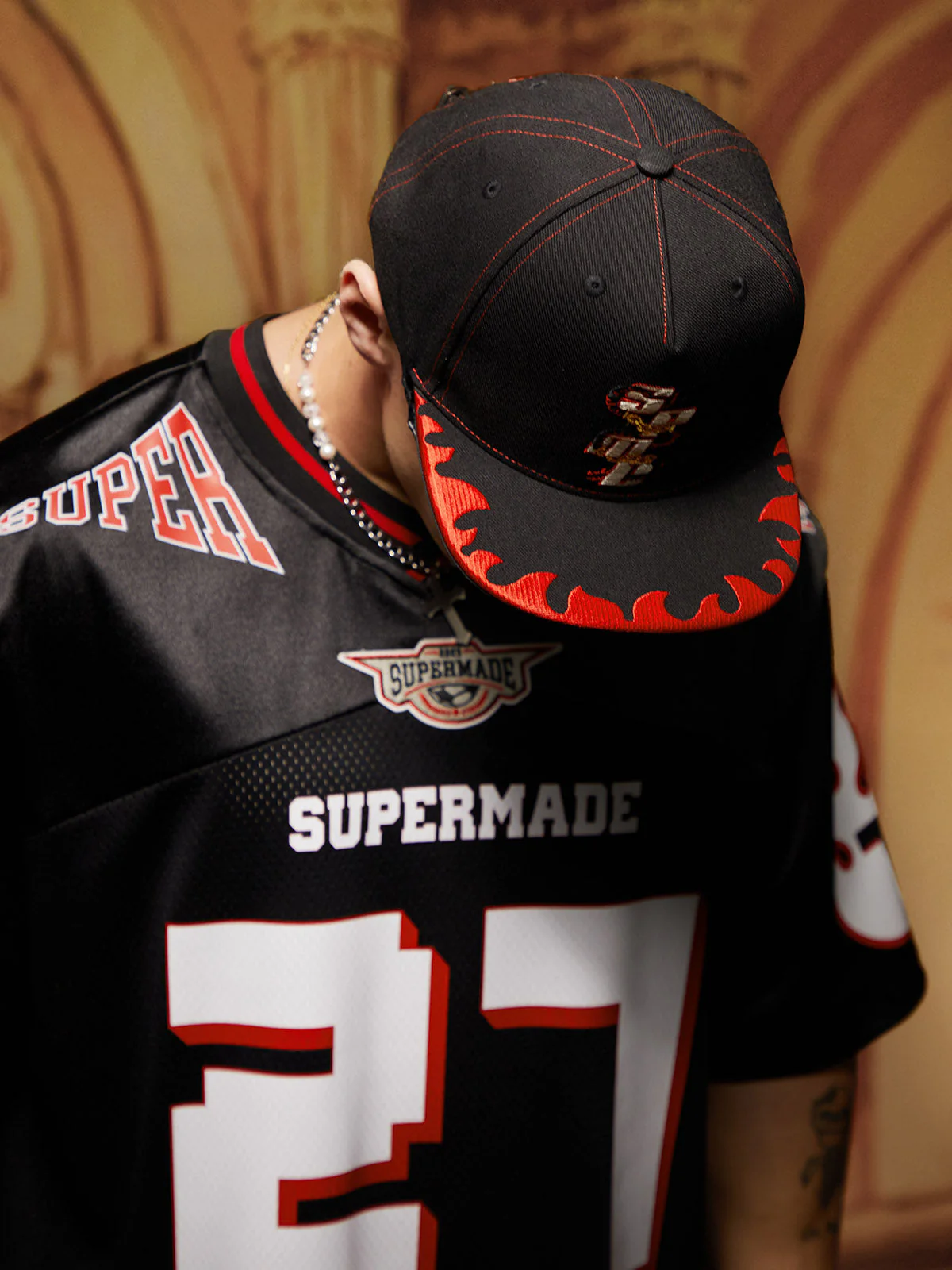 Original Flame Print Football Jersey T-Shirt - Image 6