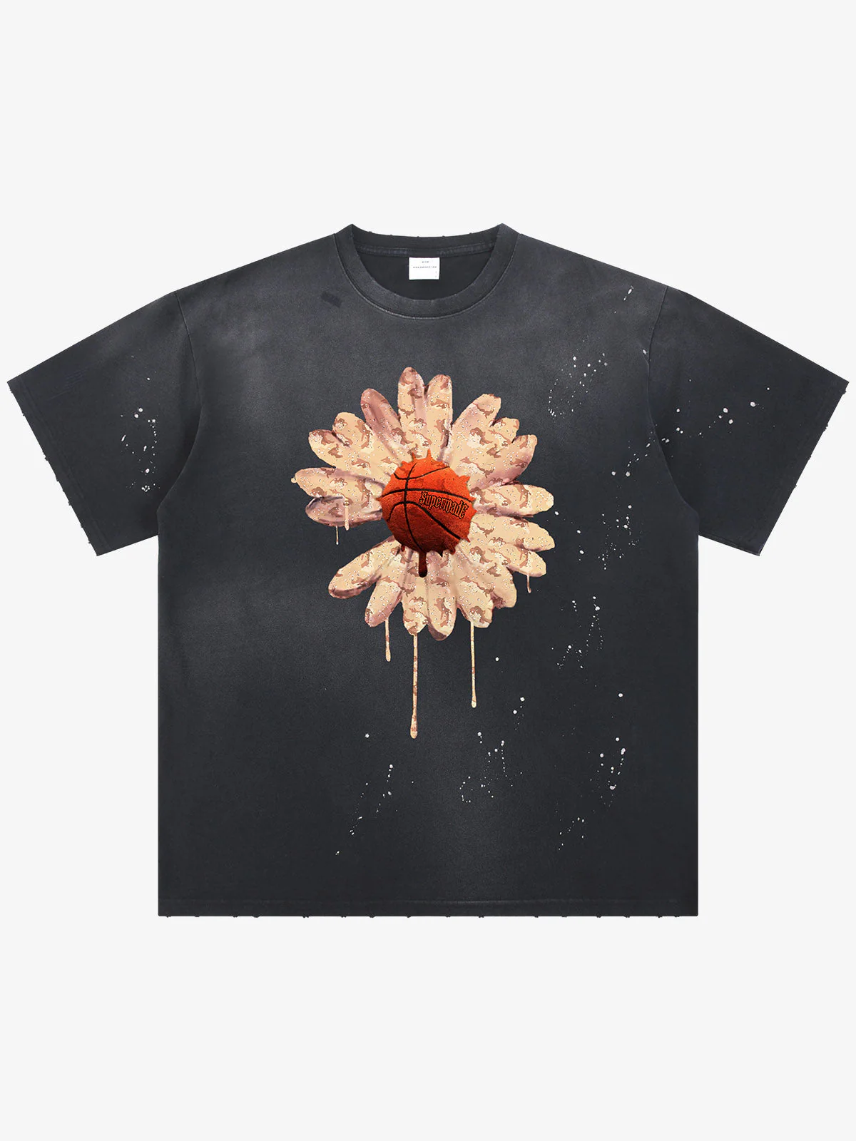Supermade Floral Basketball Ink Splatter Graphic T-Shirt