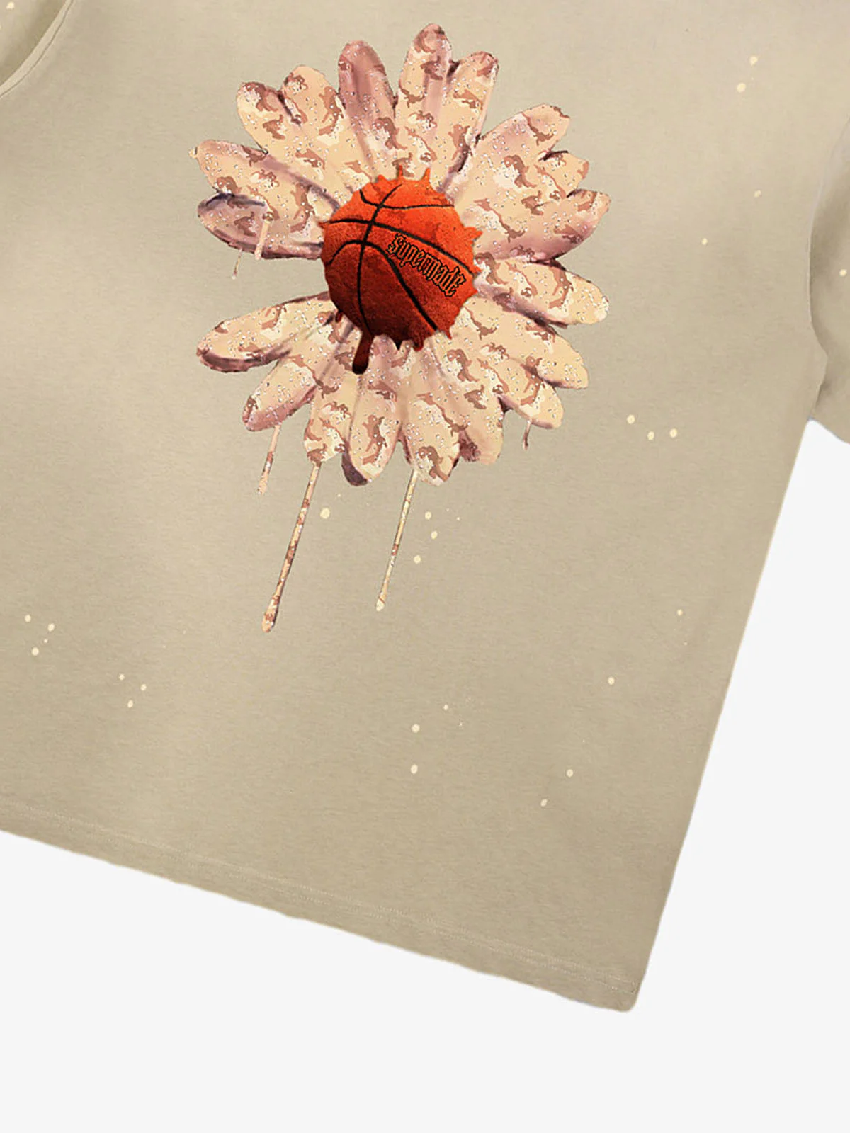 Supermade Floral Basketball Ink Splatter Graphic T-Shirt - Image 10
