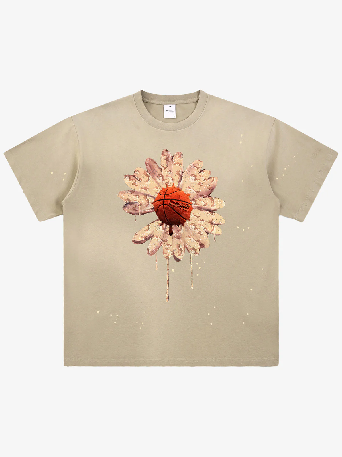 Supermade Floral Basketball Ink Splatter Graphic T-Shirt - Image 6