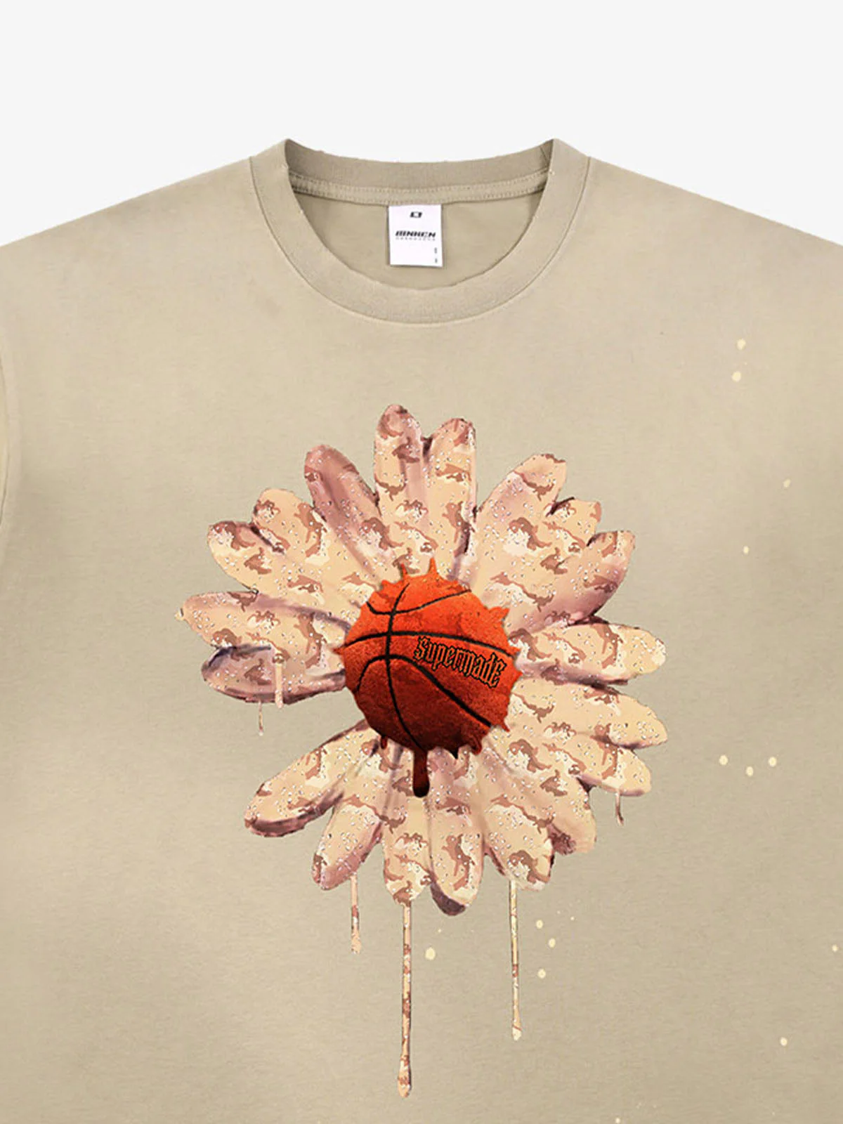 Supermade Floral Basketball Ink Splatter Graphic T-Shirt - Image 7