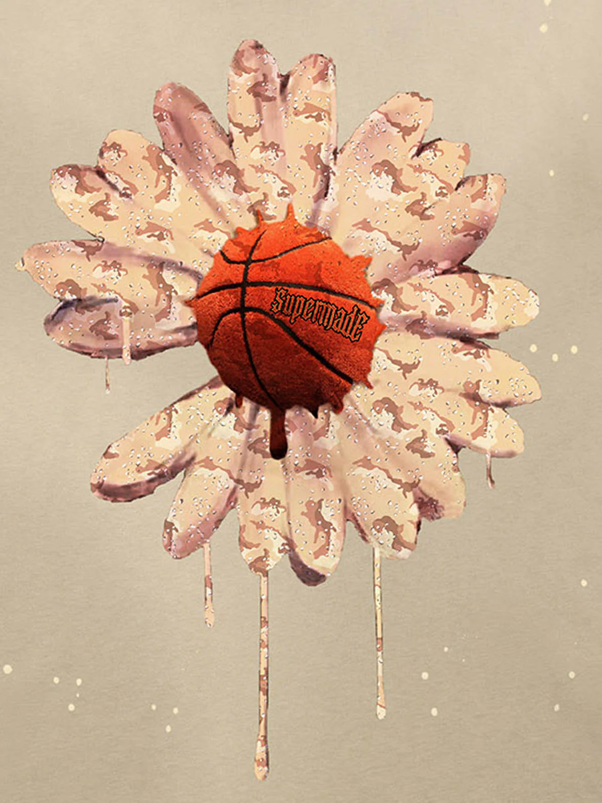 Supermade Floral Basketball Ink Splatter Graphic T-Shirt - Image 8