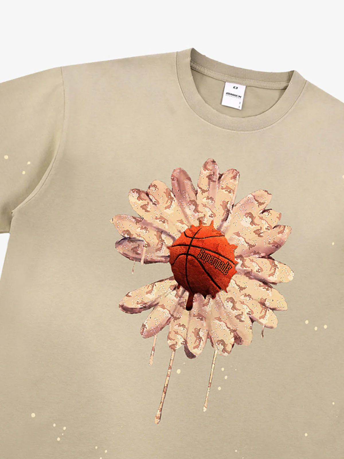 Supermade Floral Basketball Ink Splatter Graphic T-Shirt - Image 9