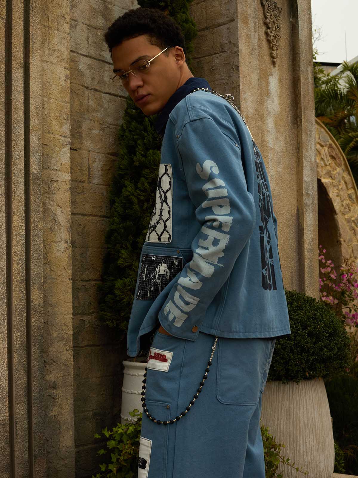 Supermade Multi-Element Appliqué Patchwork Denim Suit - Image 15