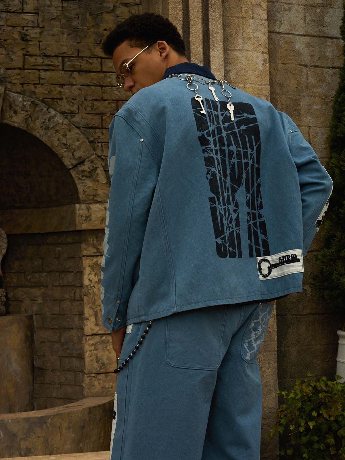 Supermade Multi-Element Appliqué Patchwork Denim Suit - Image 16