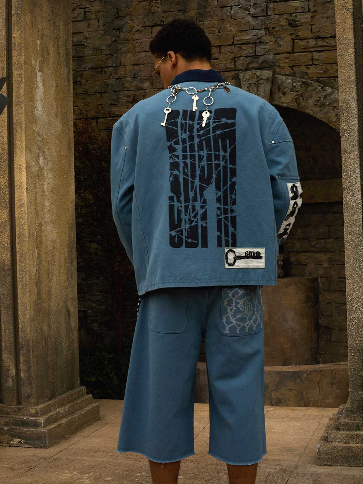 Supermade Multi-Element Appliqué Patchwork Denim Suit - Image 18