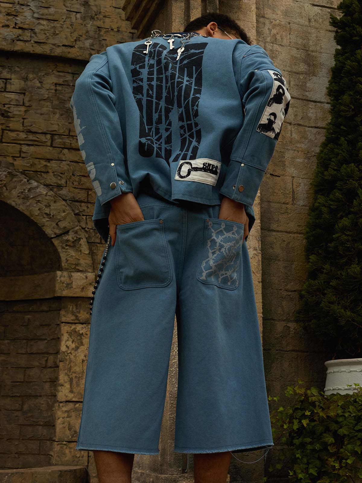 Supermade Multi-Element Appliqué Patchwork Denim Suit - Image 19