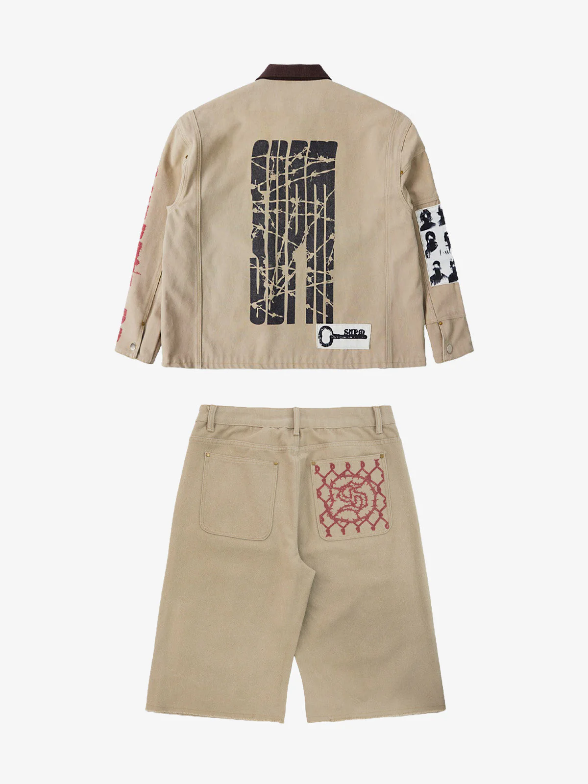 Supermade Multi-Element Appliqué Patchwork Denim Suit - Image 21