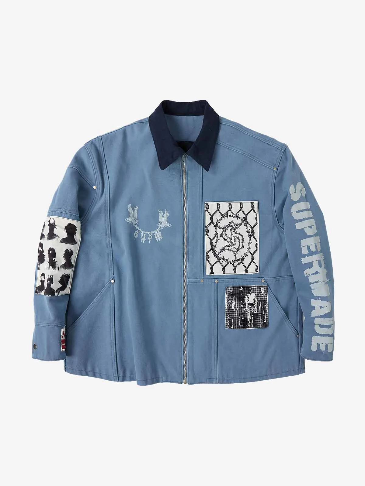 Supermade Multi-Element Appliqué Patchwork Denim Suit - Image 22