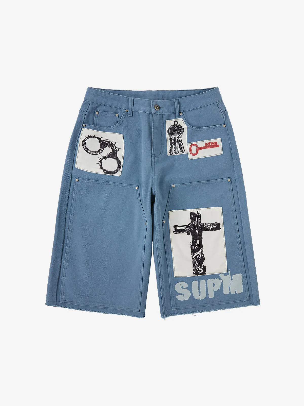 Supermade Multi-Element Appliqué Patchwork Denim Suit - Image 23