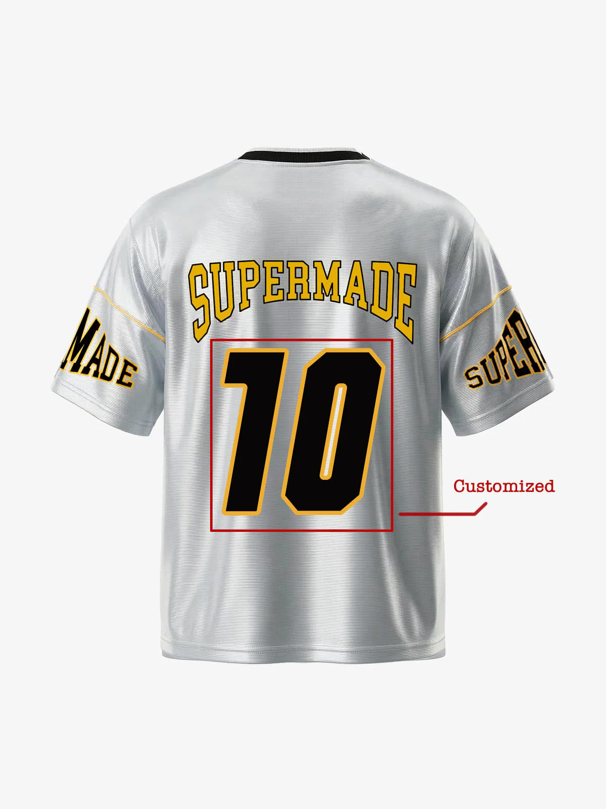 Supermade Patterned Custom V-neck Silver Sport Jersey - Image 2