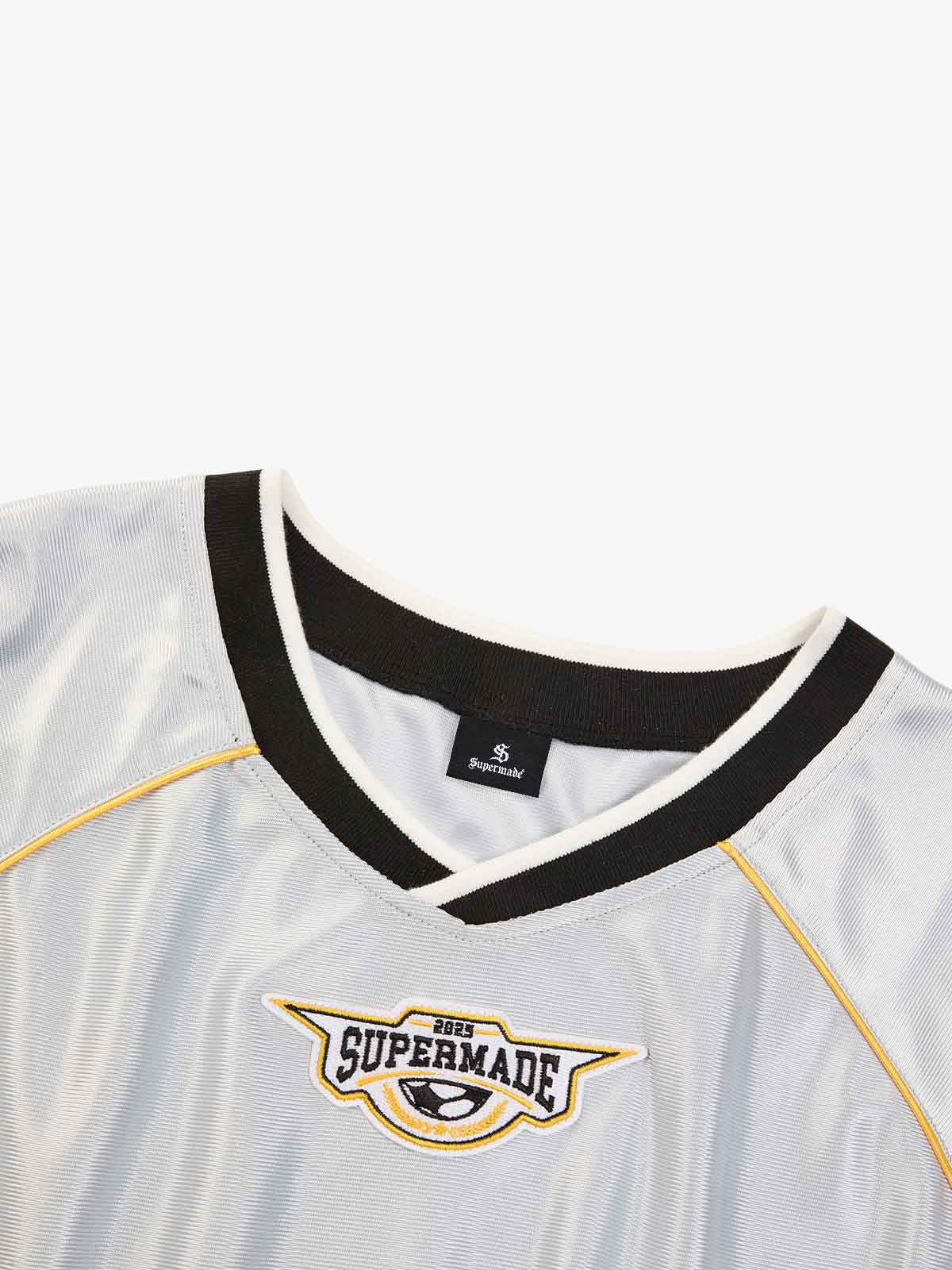 Supermade Patterned Custom V-neck Silver Sport Jersey - Image 3